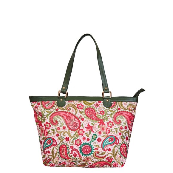 Hand Crafted Paisley Printed Fabric Women Shoulder Tote Bag, Top Handle Bag - Picture 1 of 8